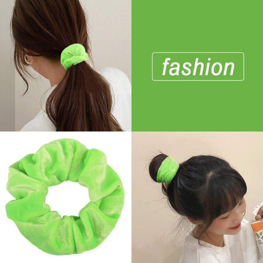 20 Pcs Hair Scrunchies Solid Color Soft Scrunchies Hair Ties Green Velvet Scrunc View 2